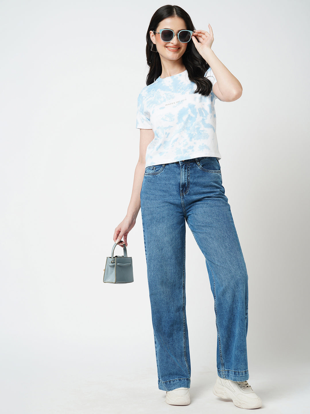 Women Sky Tie Dye Crop Tees