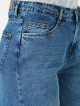Women Blue K5031 High Rise Wide Leg Jeans