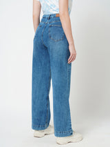 Women Blue K5031 High Rise Wide Leg Jeans
