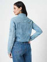 Women Blue Solid Full Length Jackets