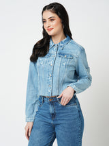 Women Blue Solid Full Length Jackets