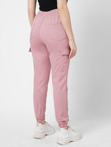 Women Dusty Pink High Rise Denim Jogger