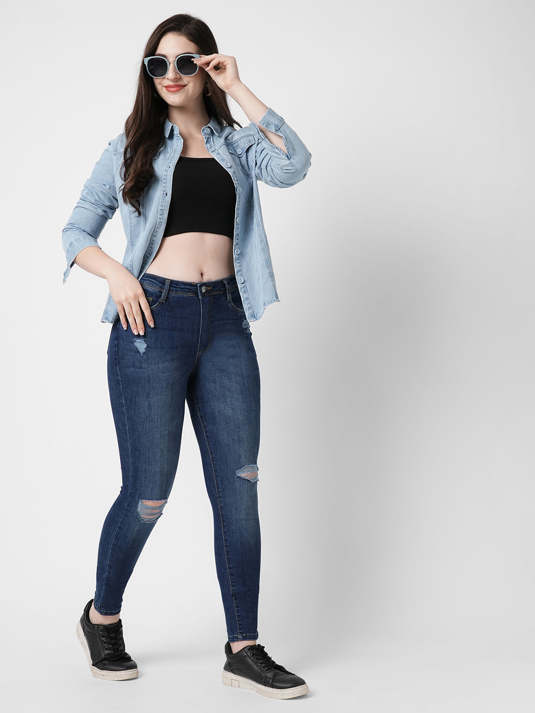 Women Blue High-Rise Skinny Jeans
