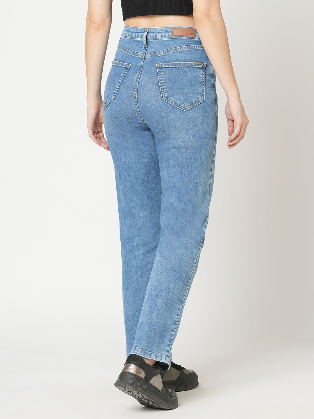 Women Blue High-Rise Loose Straight Jeans