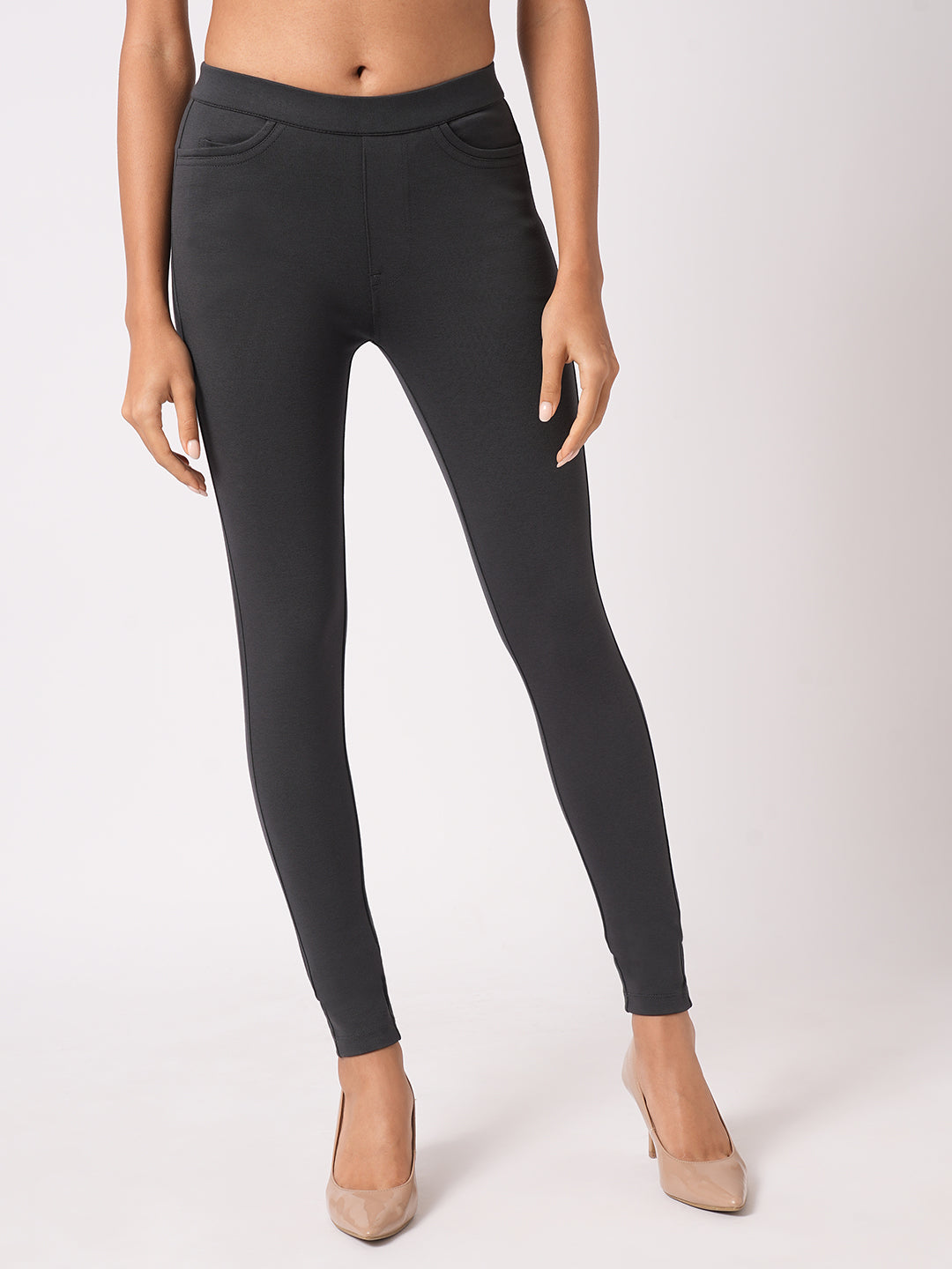 Women Charcoal Straight Fit Treggings
