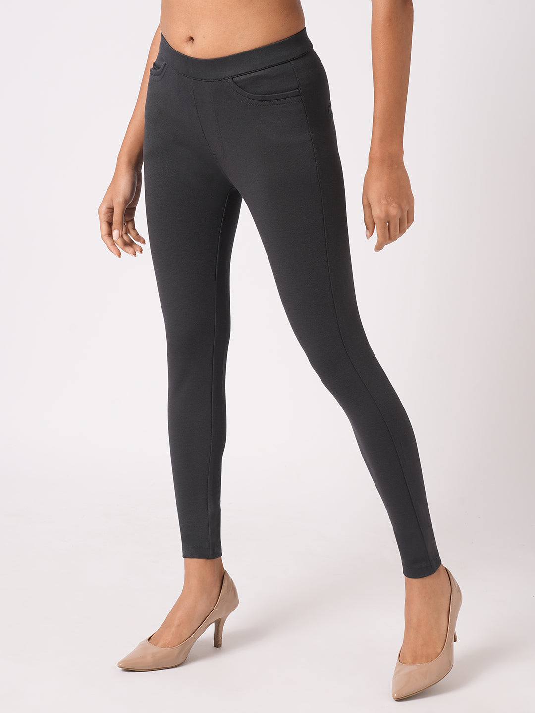 Buy Women Black Straight Treggings Kraus Jeans1