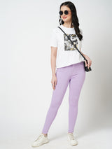 Women Lilac K4014 High Rise Skinny Jeans