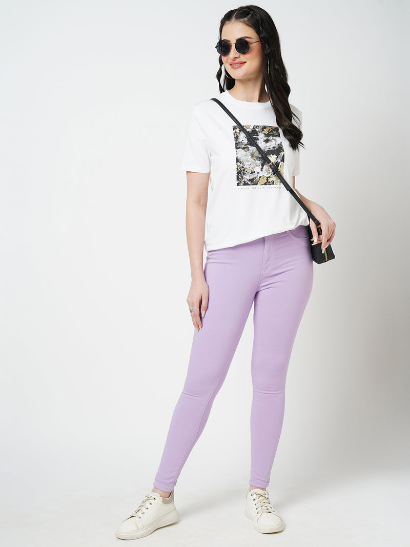 Women Lilac K4014 High Rise Skinny Jeans