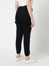 Women Black High Rise Cargo