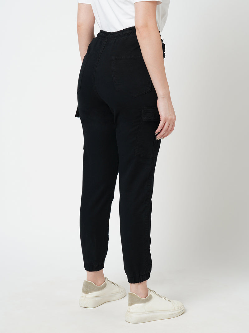Women Black High Rise Cargo