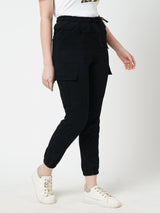 Women Black High Rise Cargo