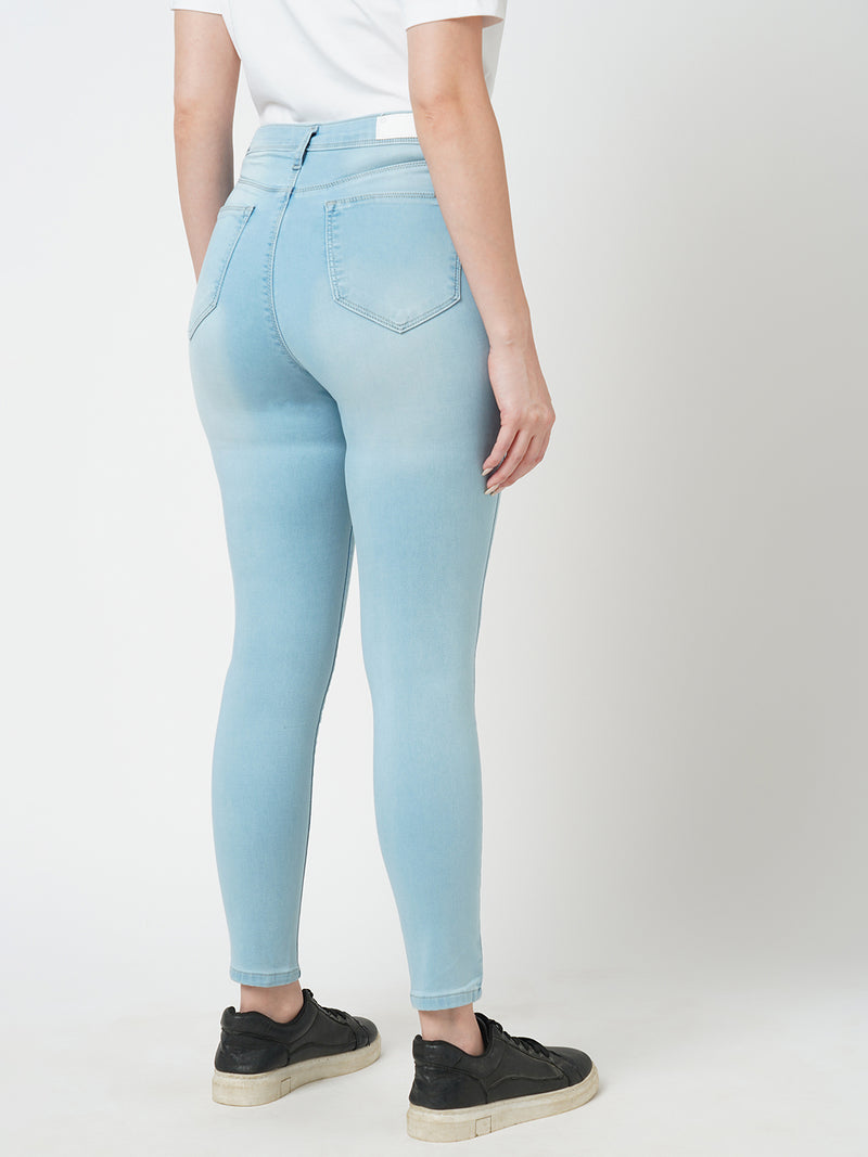 Women Light Blue K3051 Mid Rise Skinny Jeans