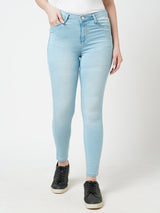 Women Light Blue K3051 Mid Rise Skinny Jeans