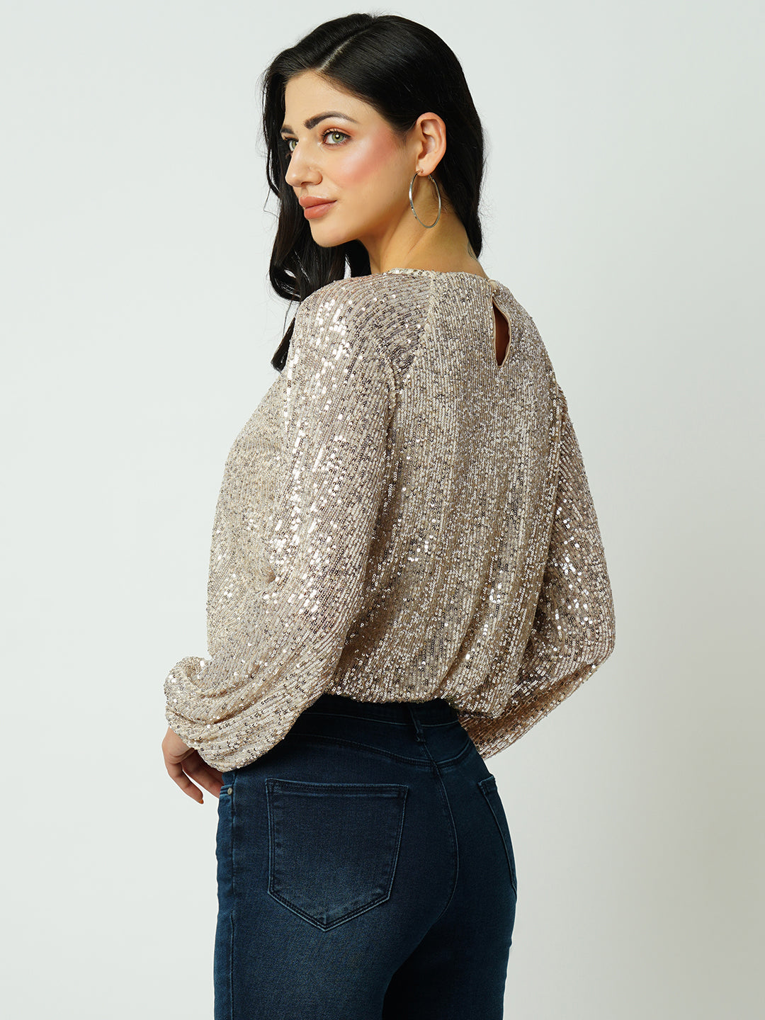 Women Beige Party Wear Top