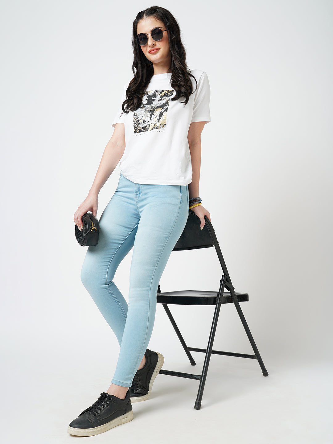 Women Light Blue Mid-Rise Skinny Jeans
