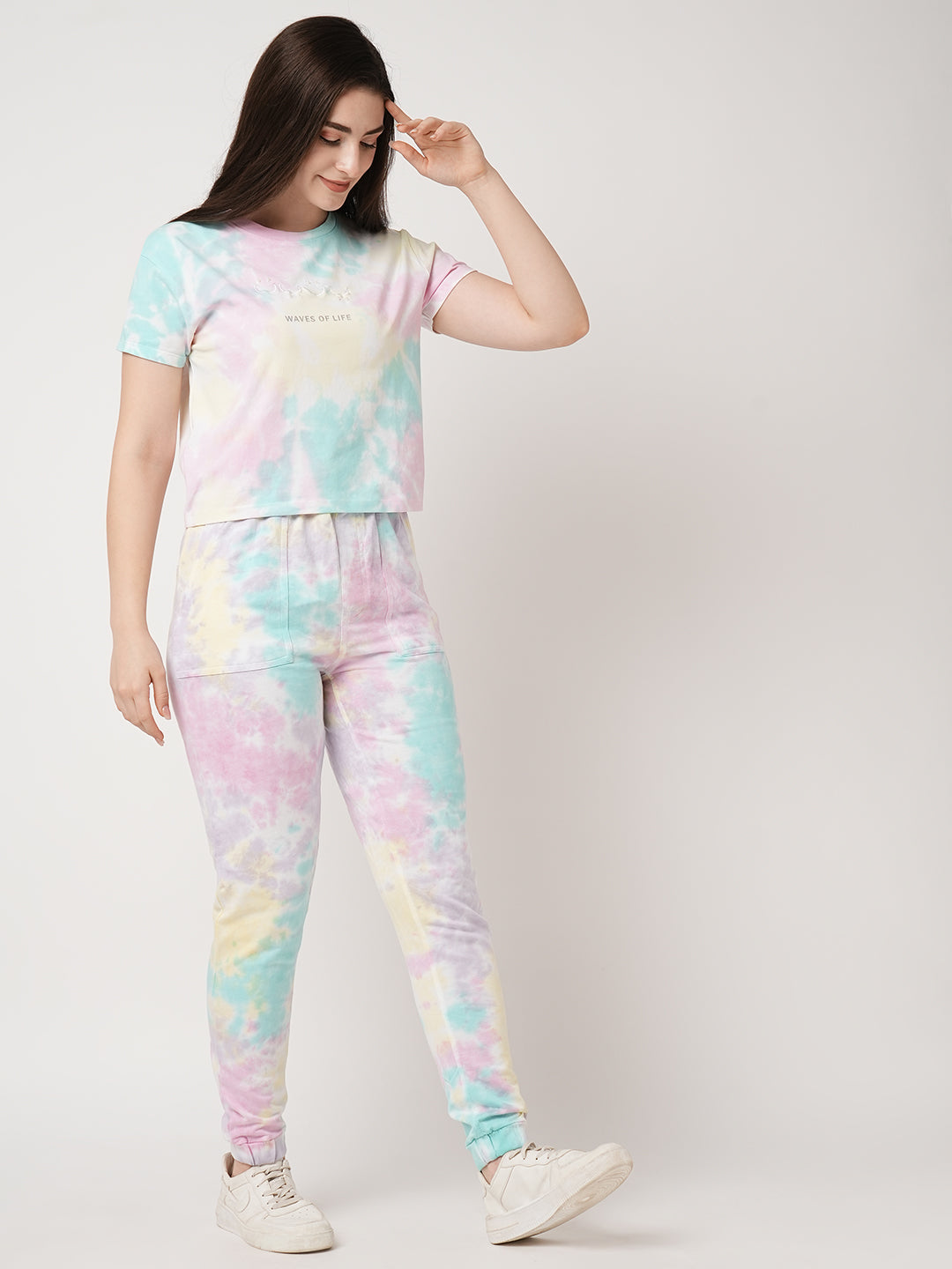 Women Multi Tie Dye Crop Tees