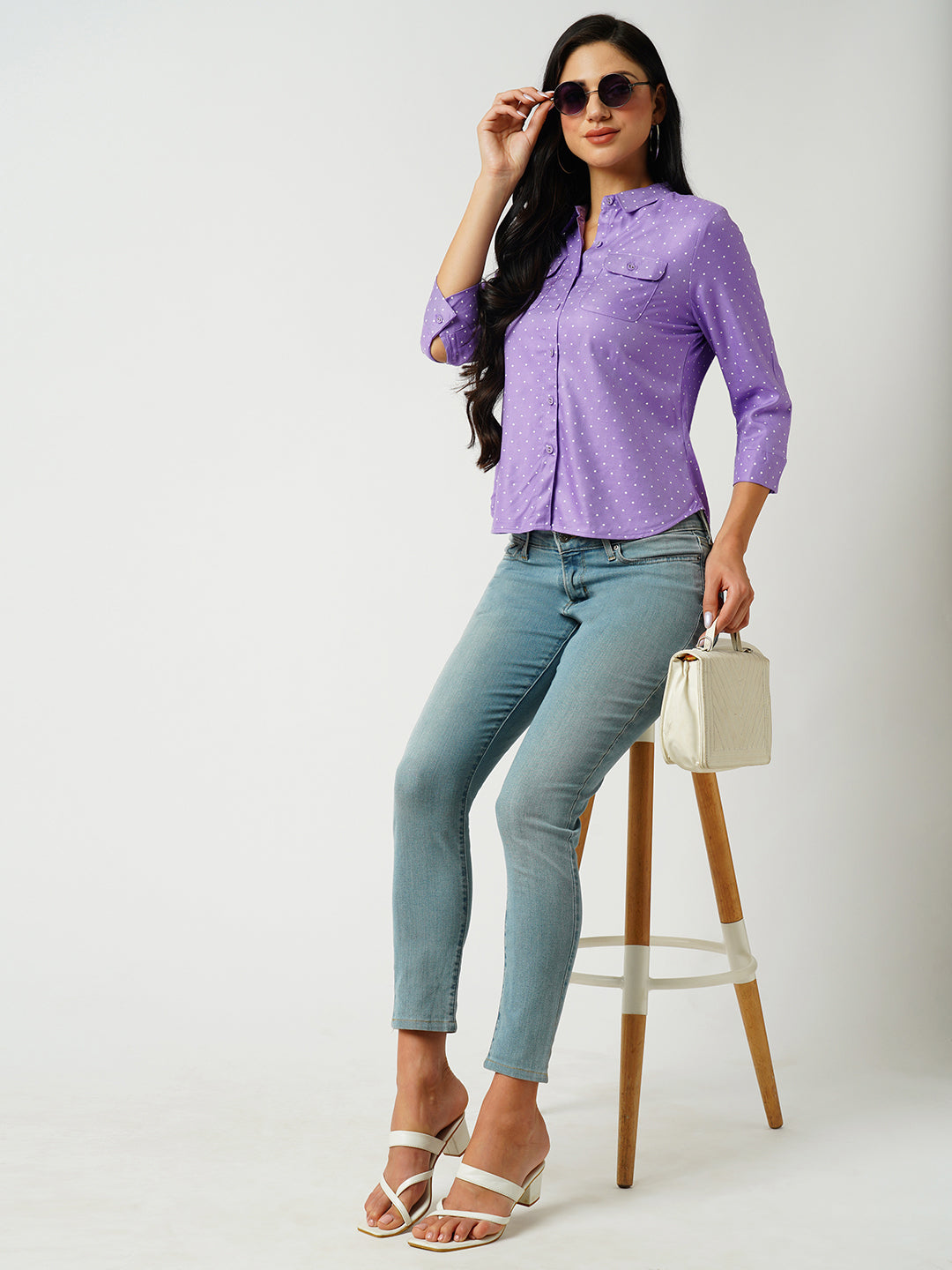 Women Lilac Printed Shirt