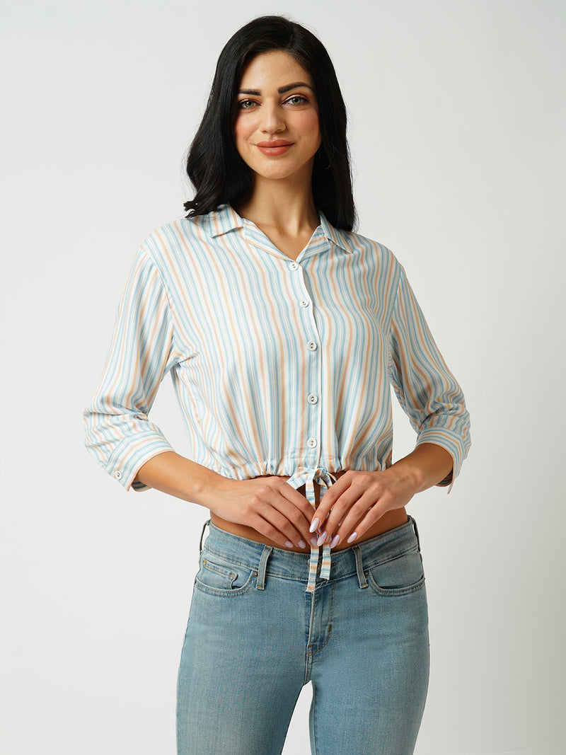 Women Multi Striped Three-Quarter Sleeves Shirts