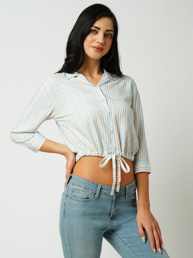 Women Multi Striped Three-Quarter Sleeves Shirts