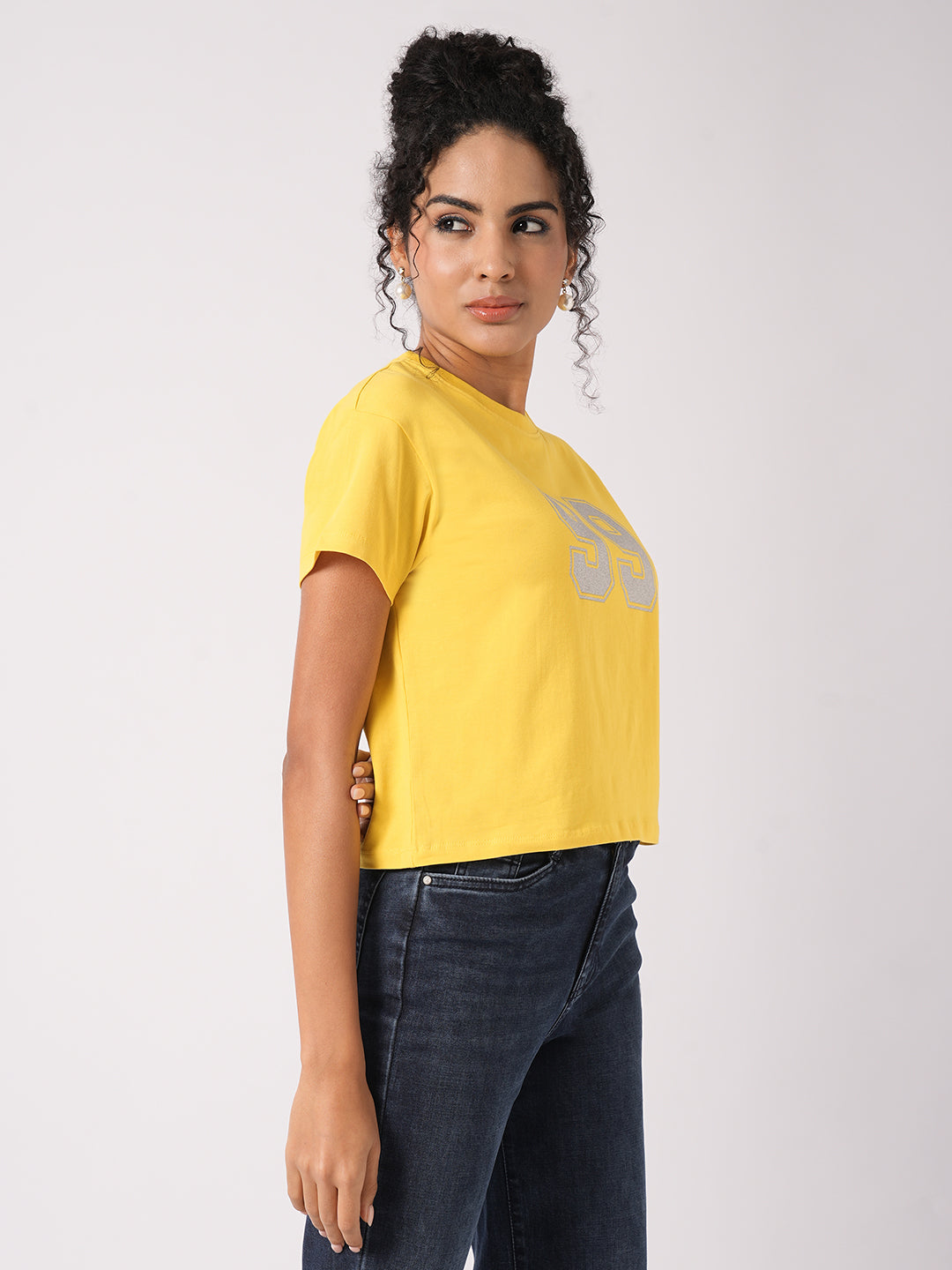 Women Slim Fit  Golden Sunset Crop  Graphic Tees