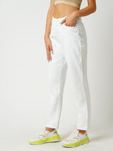 Women White High Rise Straight Fit Jeans