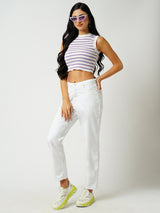 Women White High Rise Straight Fit Jeans