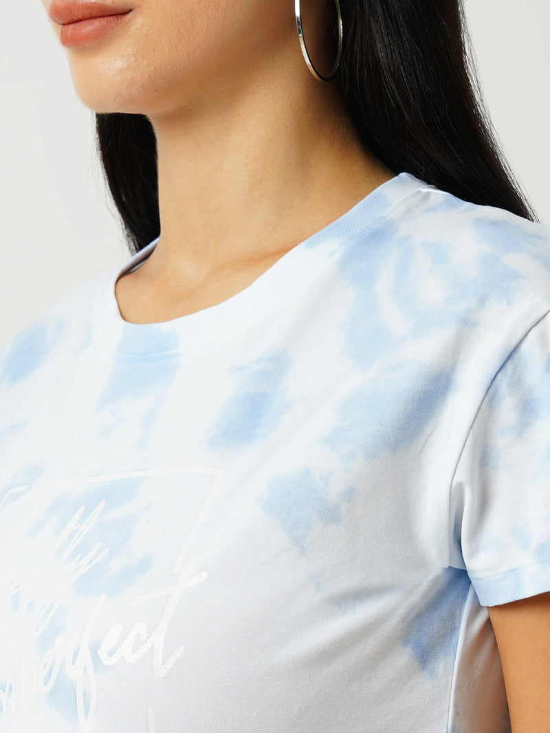 Women Sky Tie Dyed Tie & Dye Short Sleeves T-Shirts