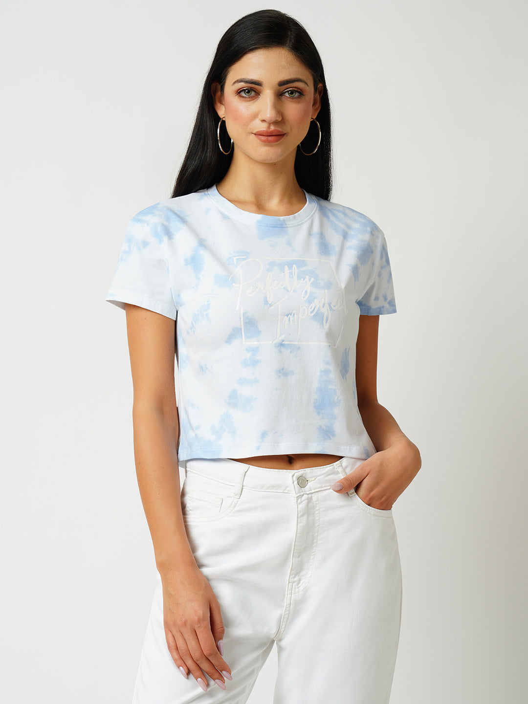 Women Sky Tie & Dye Slim T-Shirt