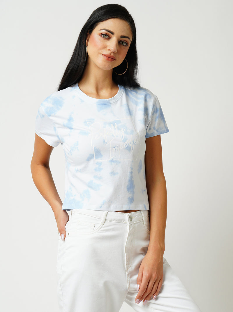 Women Sky Tie Dyed Tie & Dye Short Sleeves T-Shirts