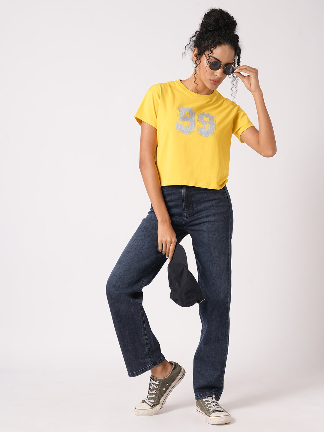 Women Slim Fit  Golden Sunset Crop  Graphic Tees