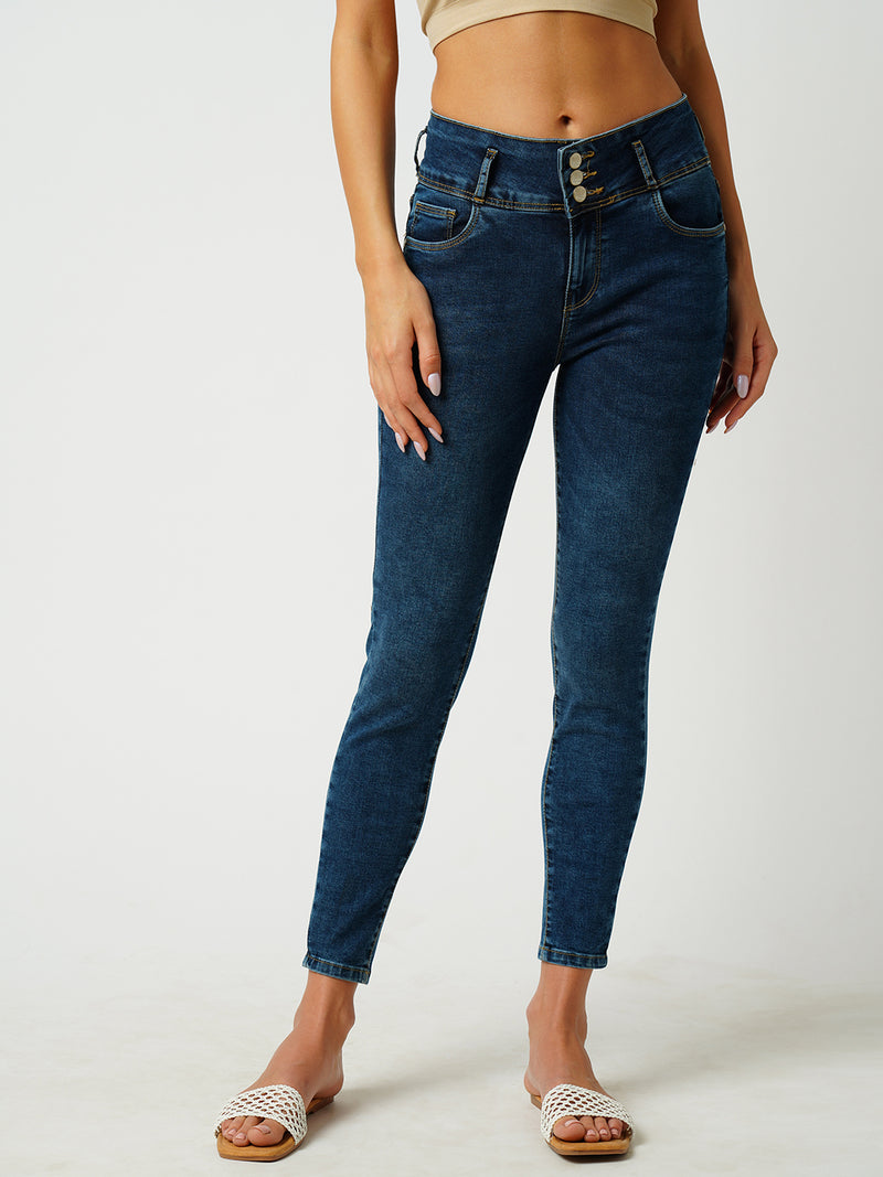Women Blue Super High Rise Super Skinny Jeans