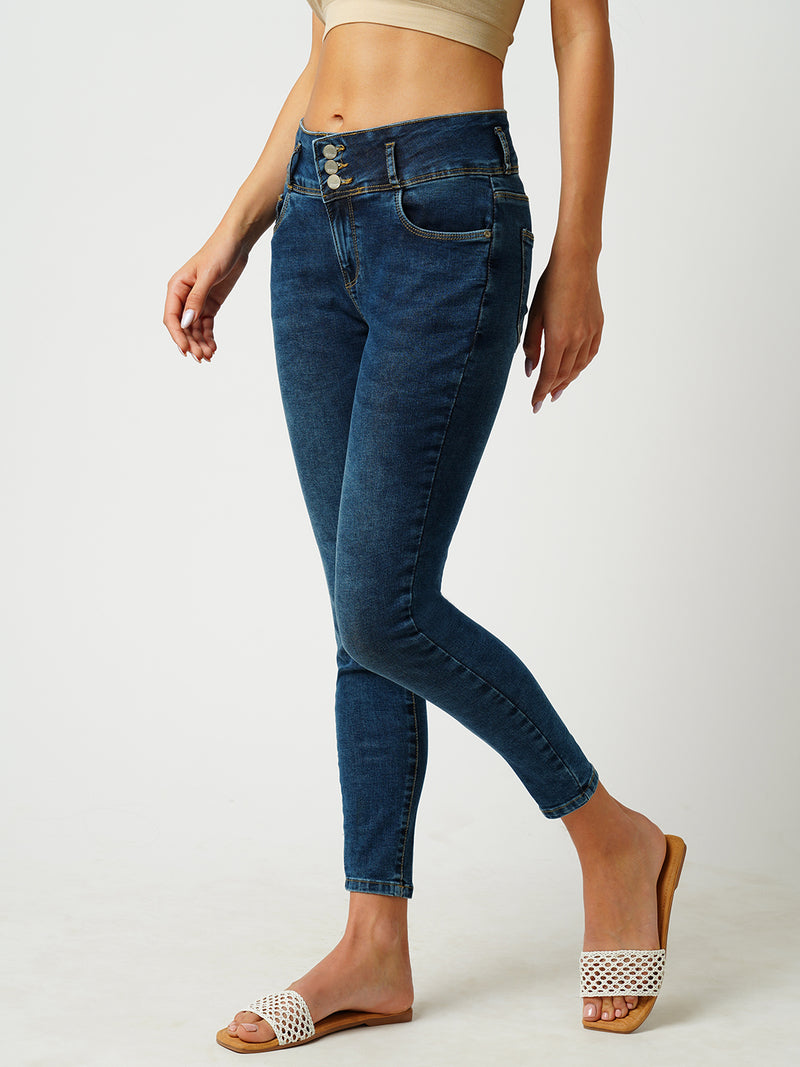 Women Blue Super High Rise Super Skinny Jeans