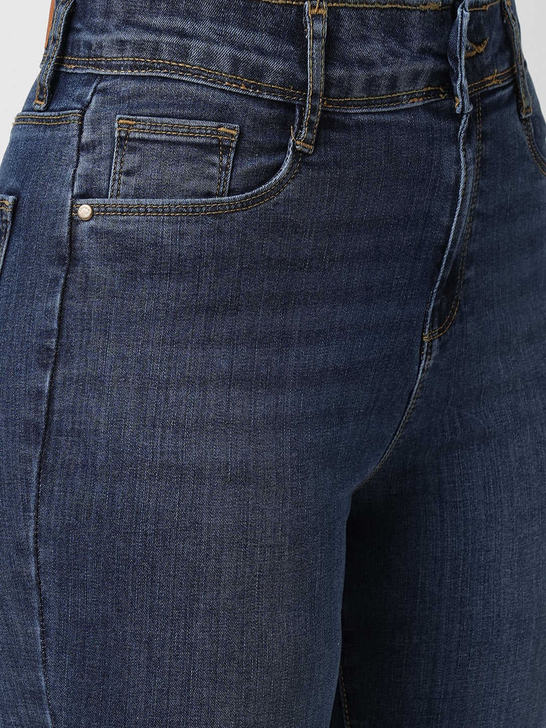 Women Blue High-Rise Mini Flare Jeans