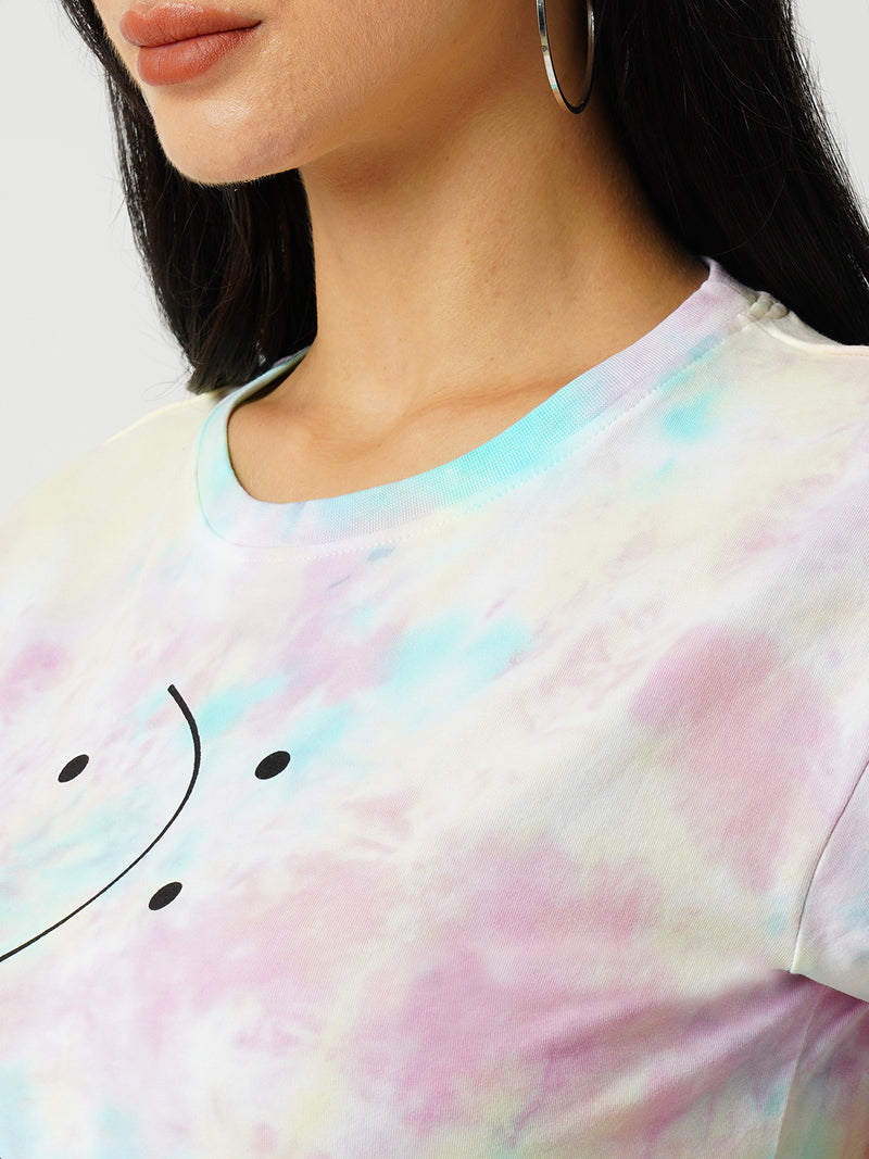 Women Multi Tie Dyed Tie & Dye Short Sleeves T-Shirts