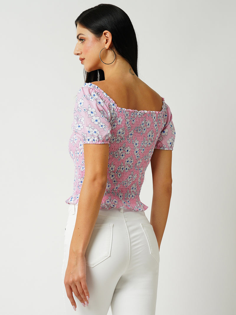 Women Floral Print Printed Short Sleeves Tops