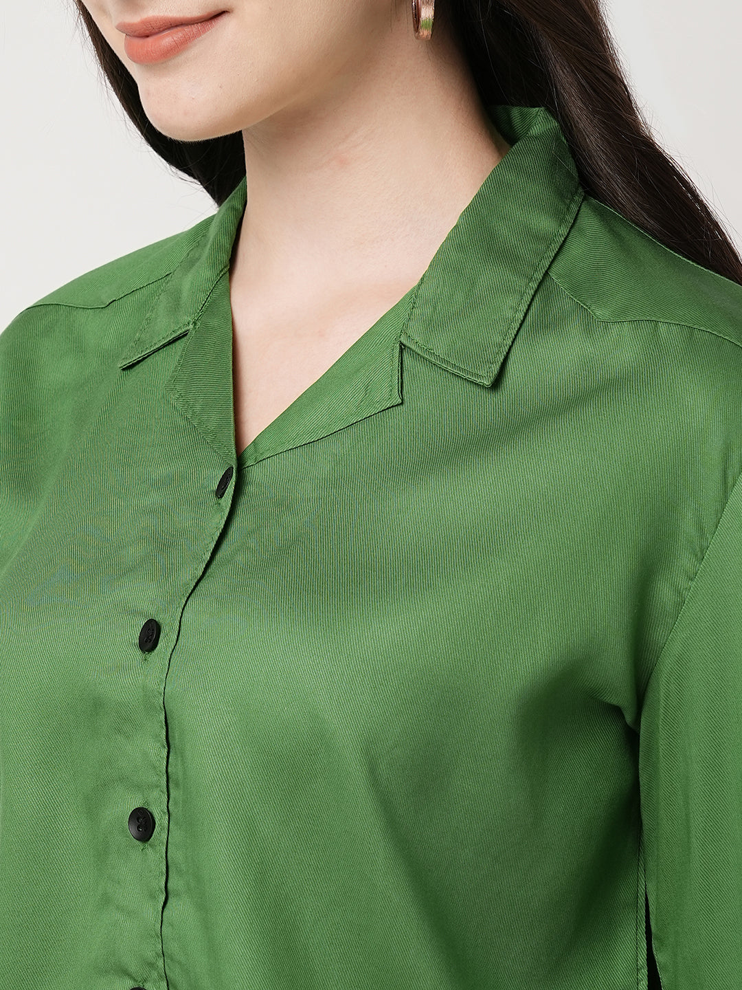 Women Peridot Solid Three-Quarter Sleeves Shirts