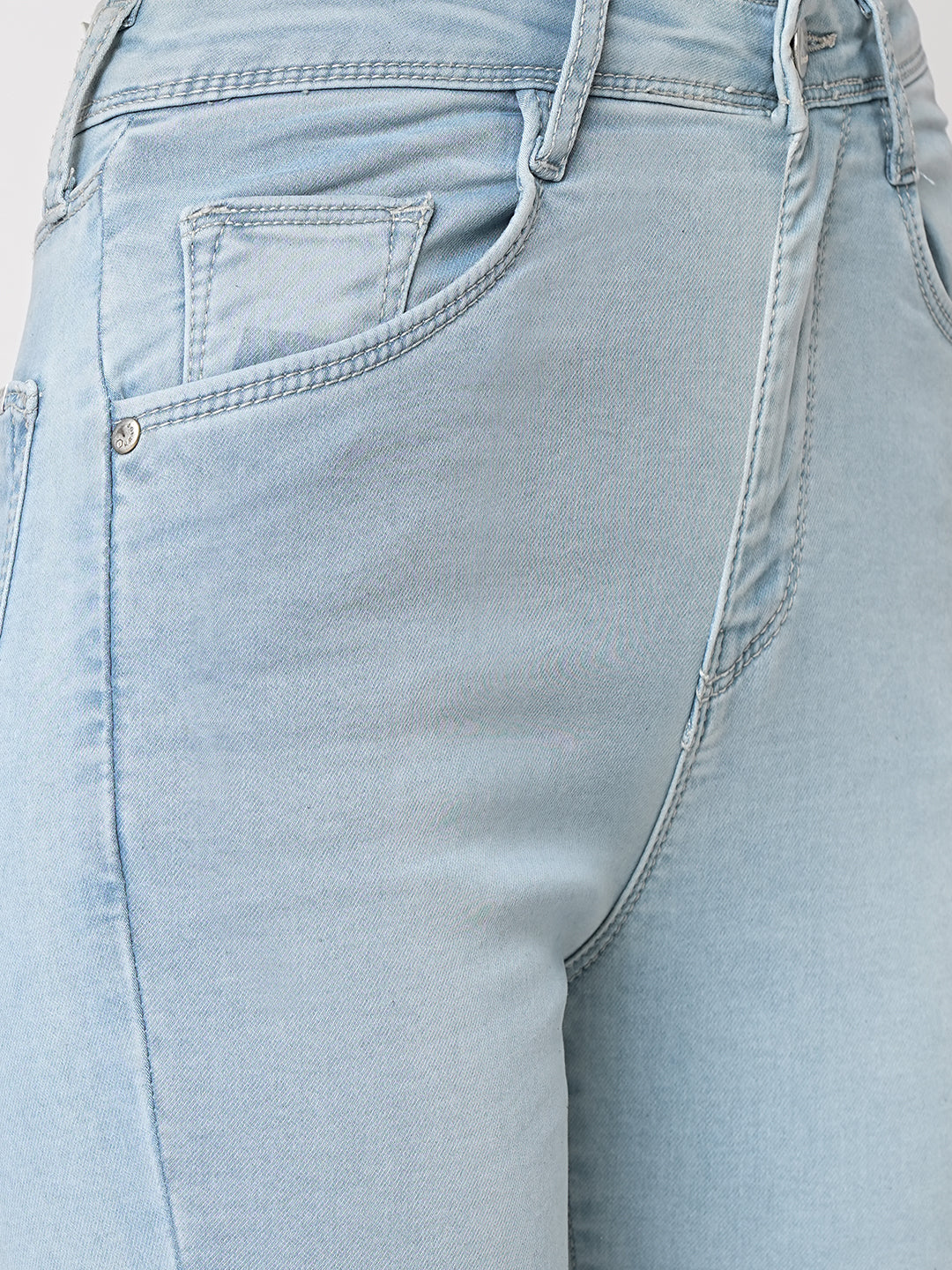 Women Light Blue Mid-Rise Capri