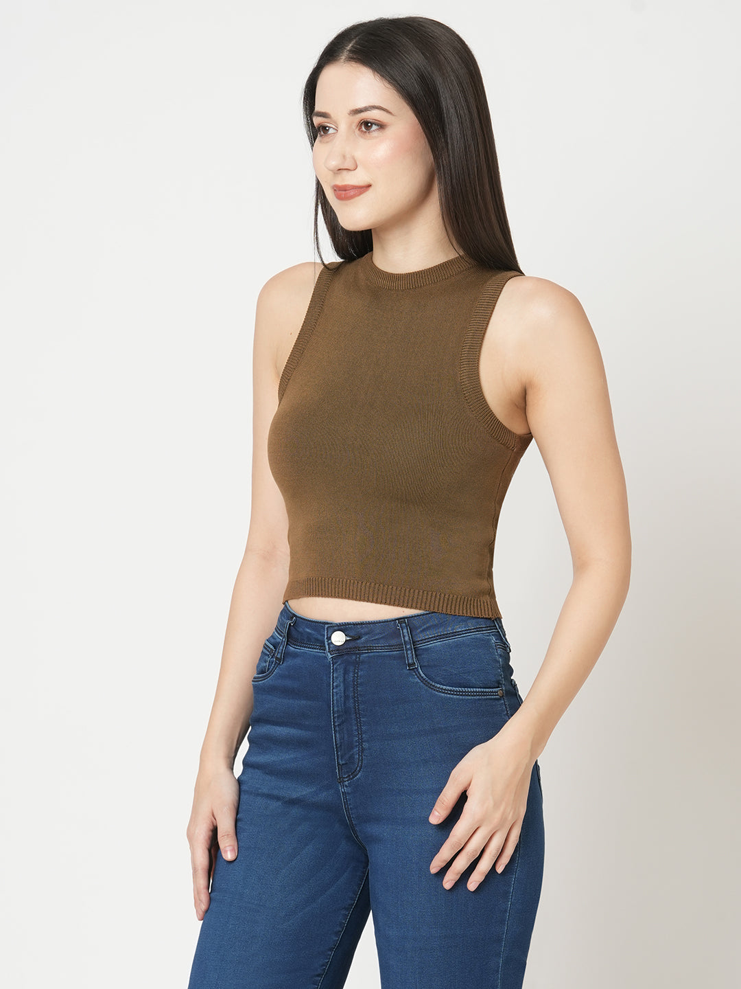 Women Sepia Flat Knit Top