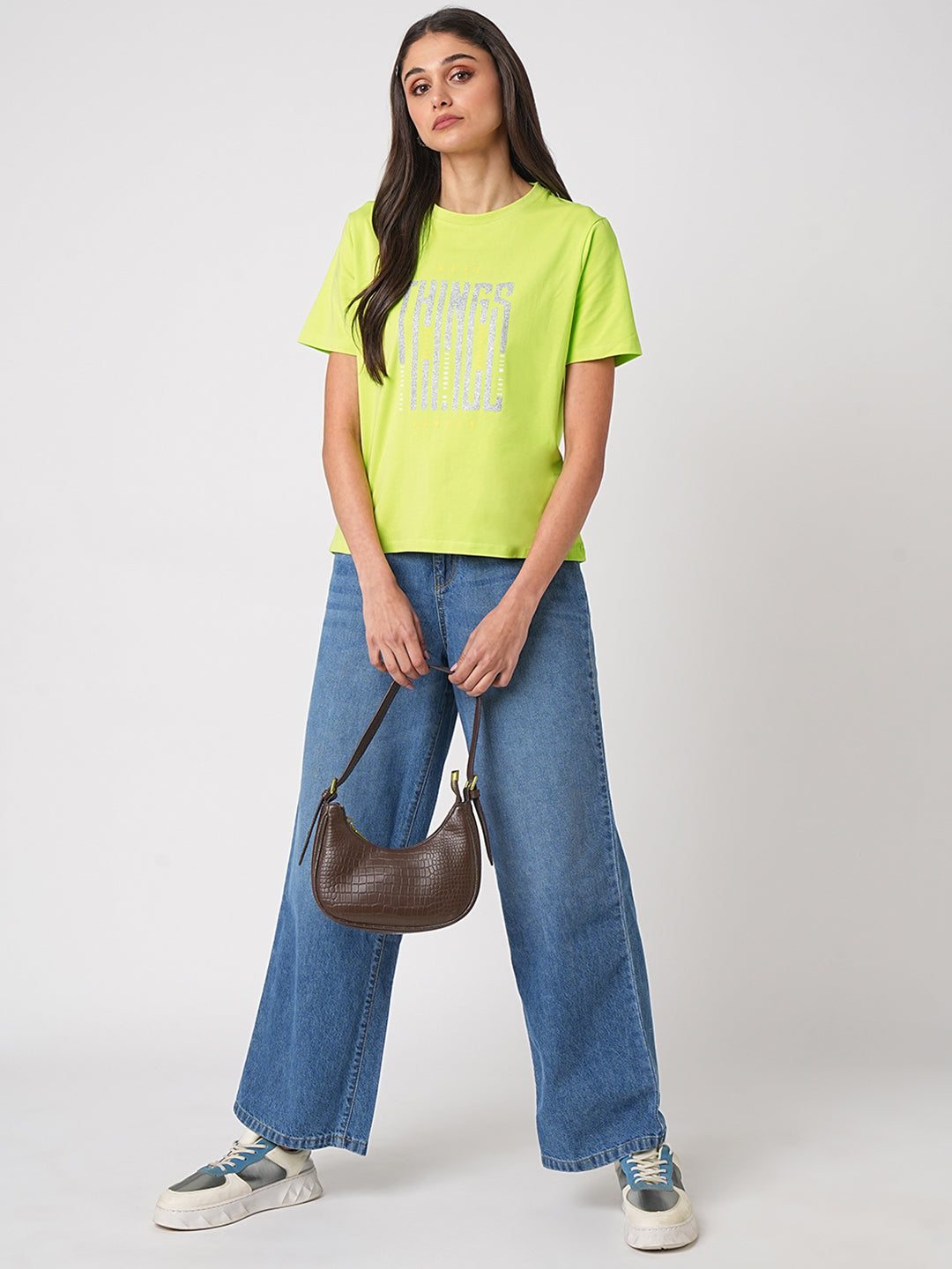Women Lime Graphic Tees