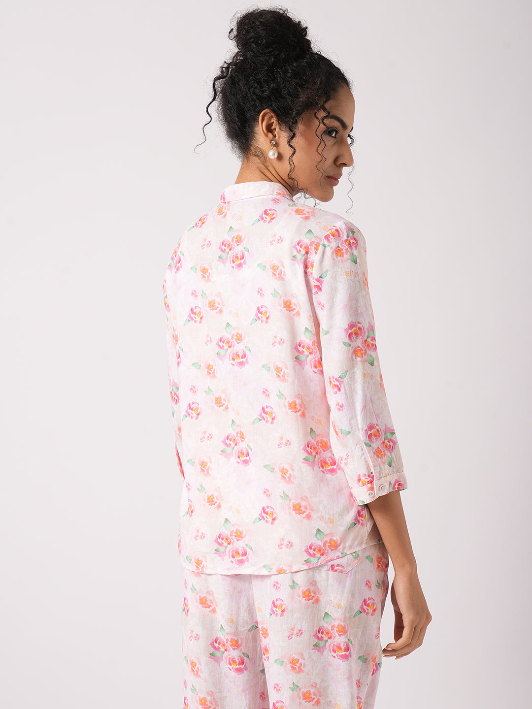 Women Soft Pink Printed Shirt
