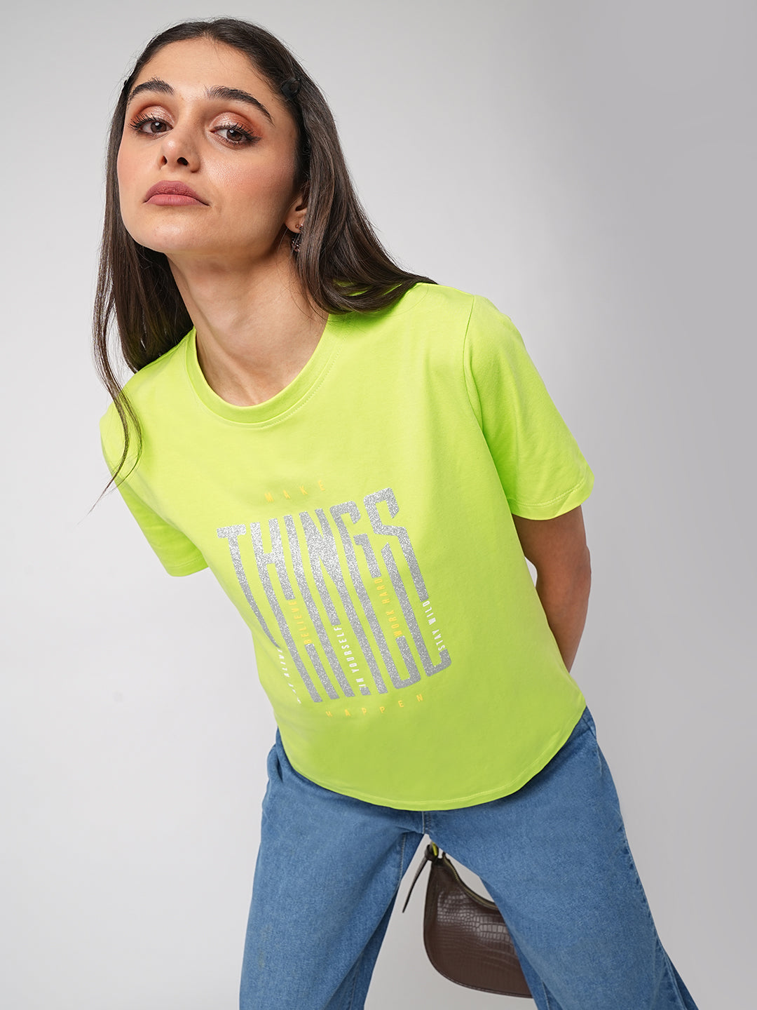 Women Lime Graphic Tees