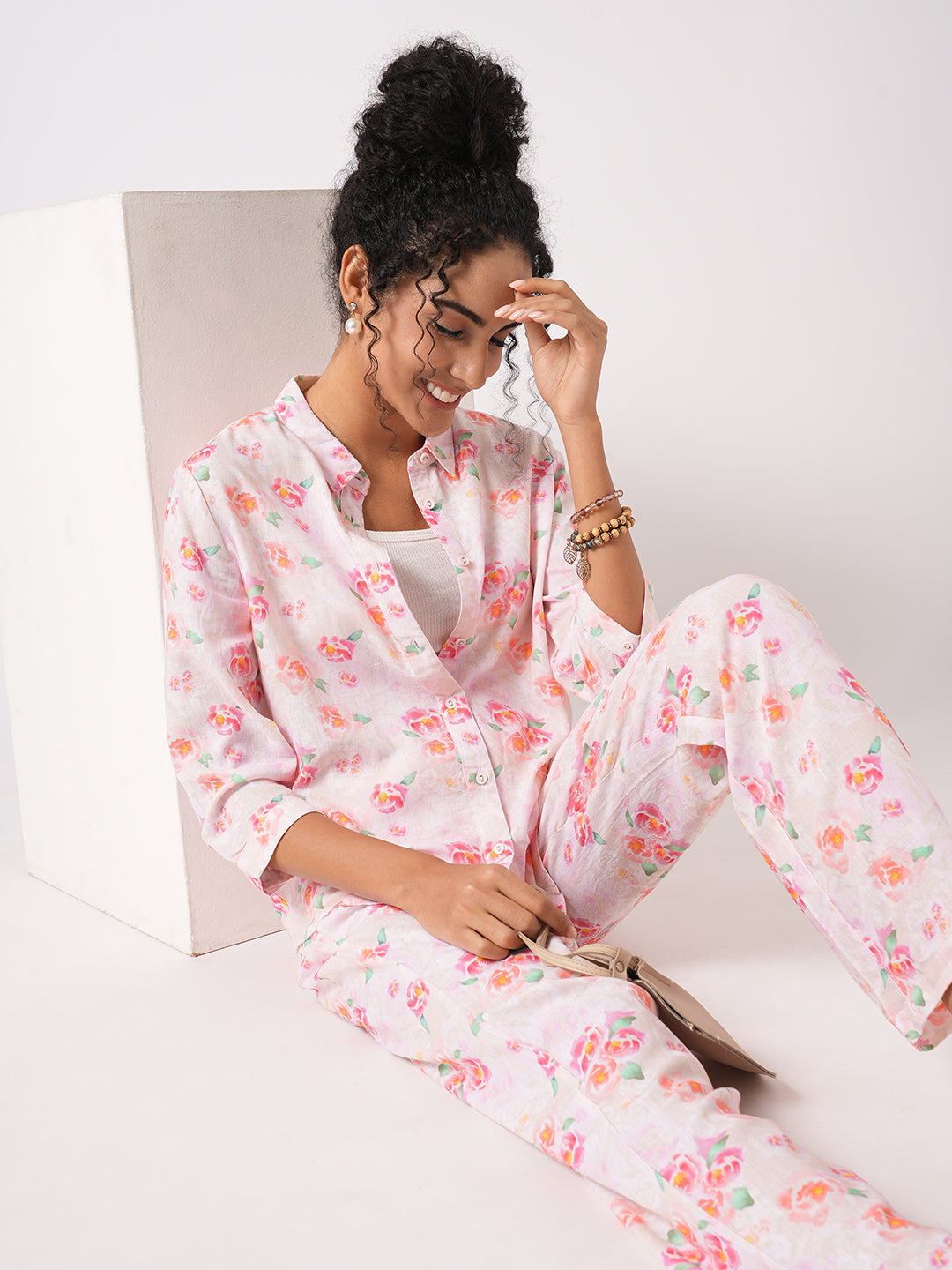 Women Soft Pink Printed Shirt
