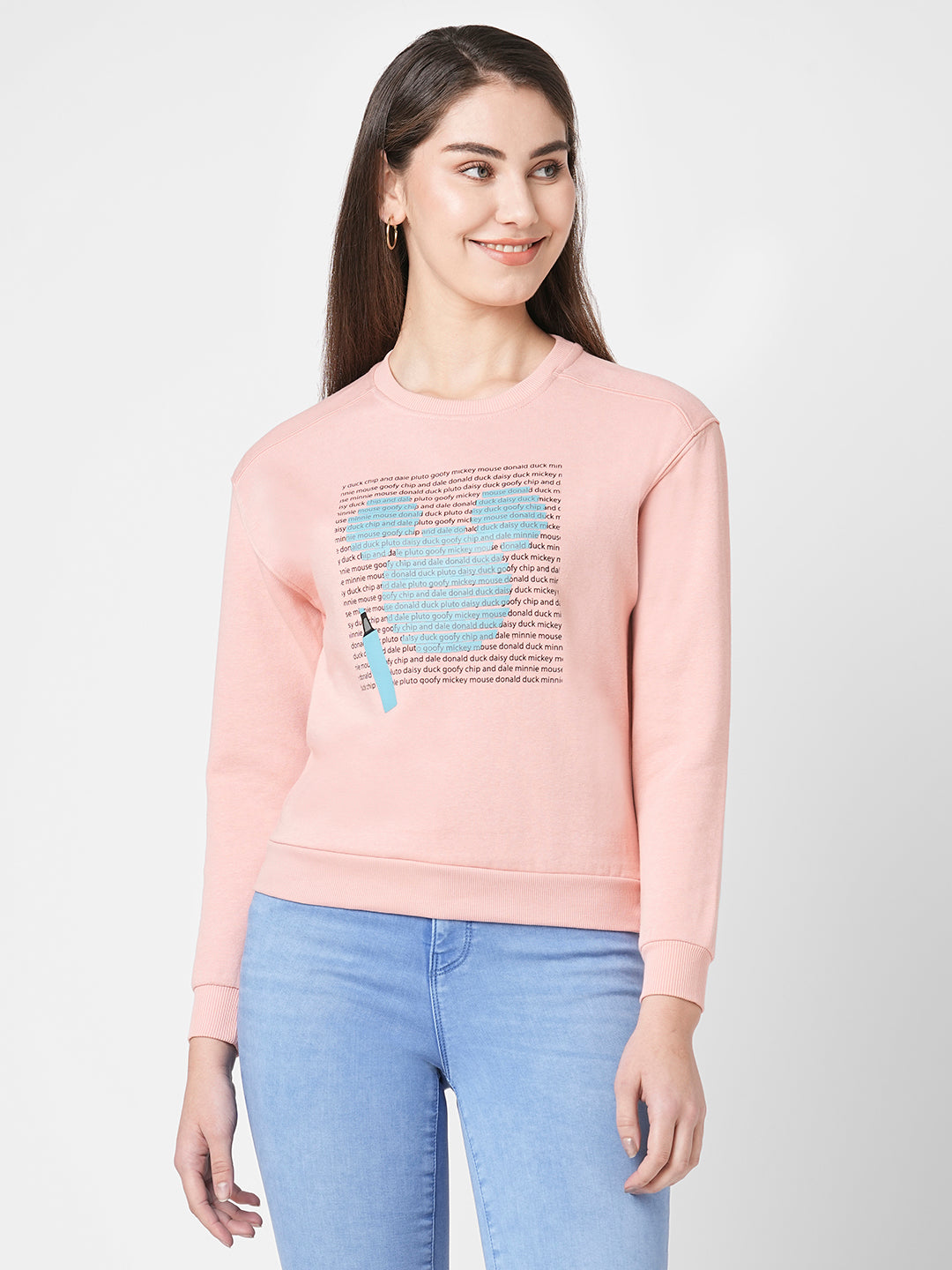 Women Blush Pink Printed Sweatshirt