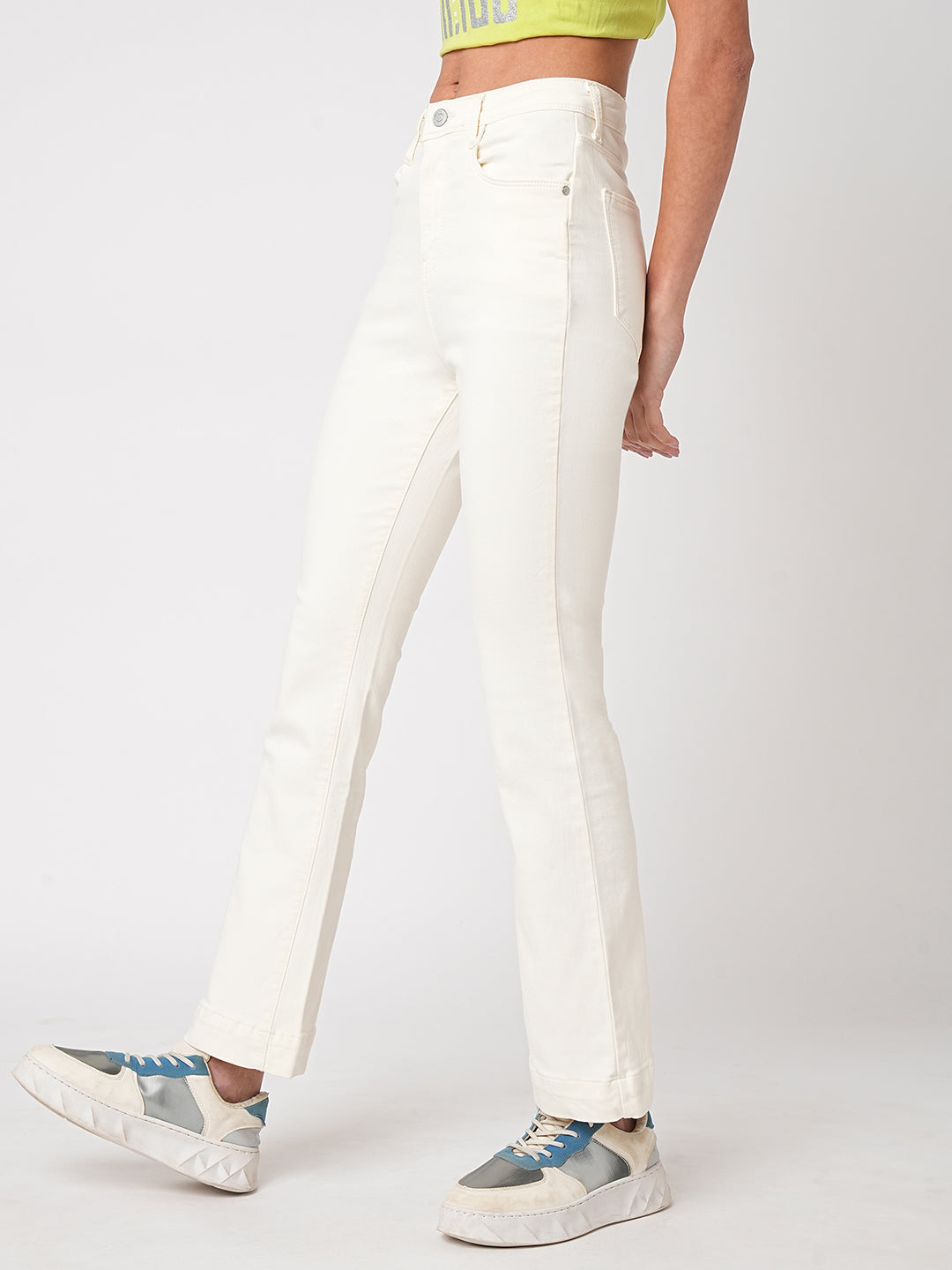 Women High-Rise Mini Flare Jeans