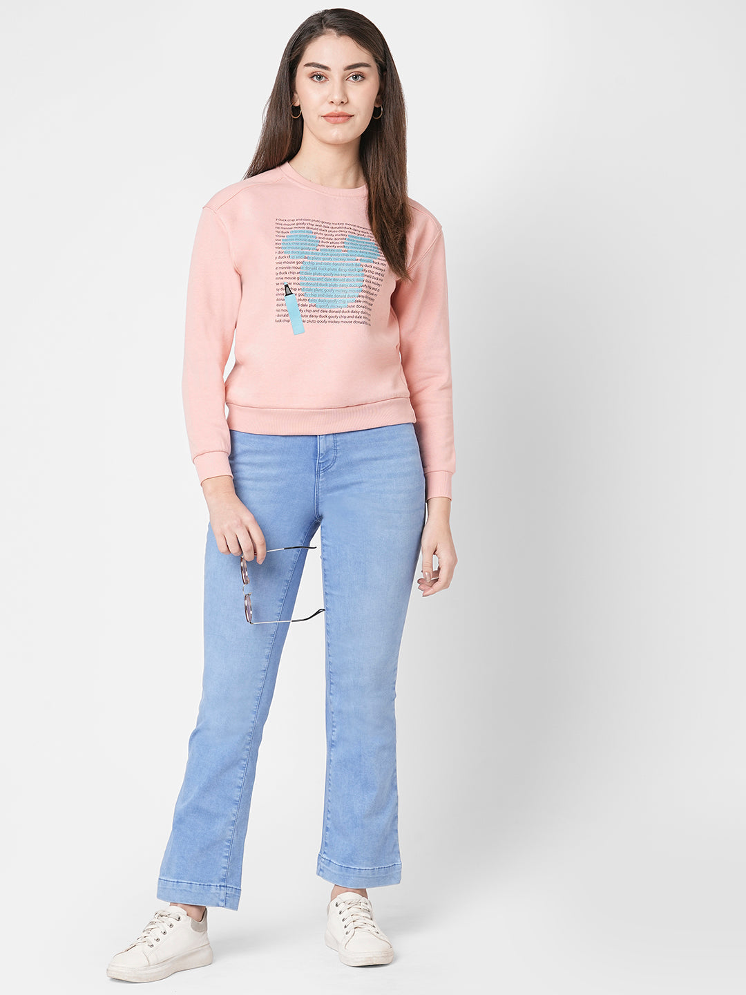 Women Blush Pink Printed Sweatshirt