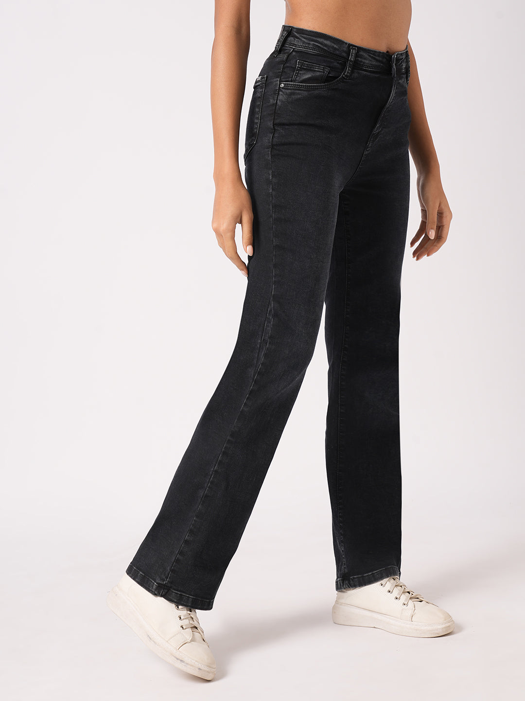 Women Black High-Rise Flare Jeans