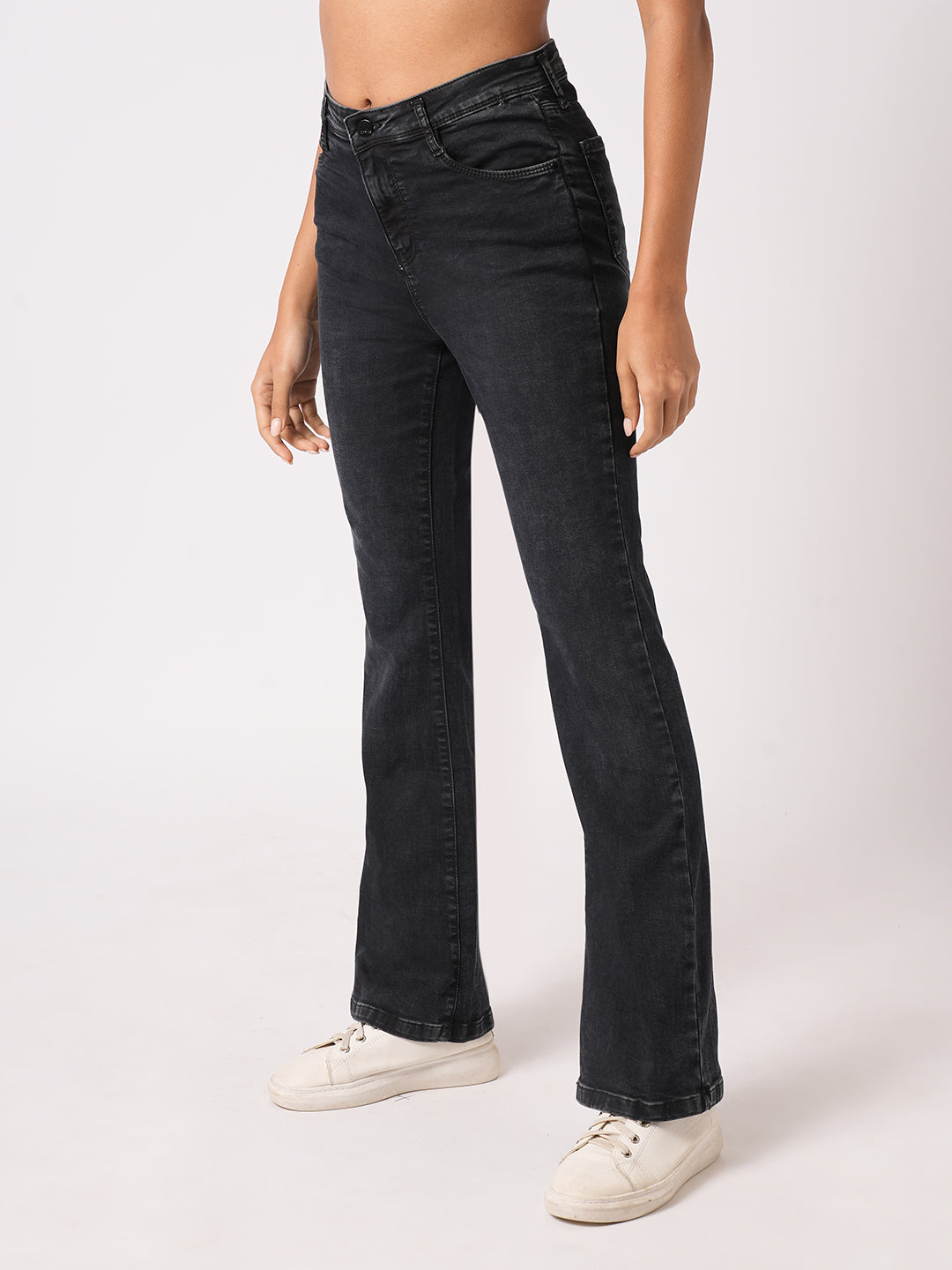 Women Black High-Rise Flare Jeans