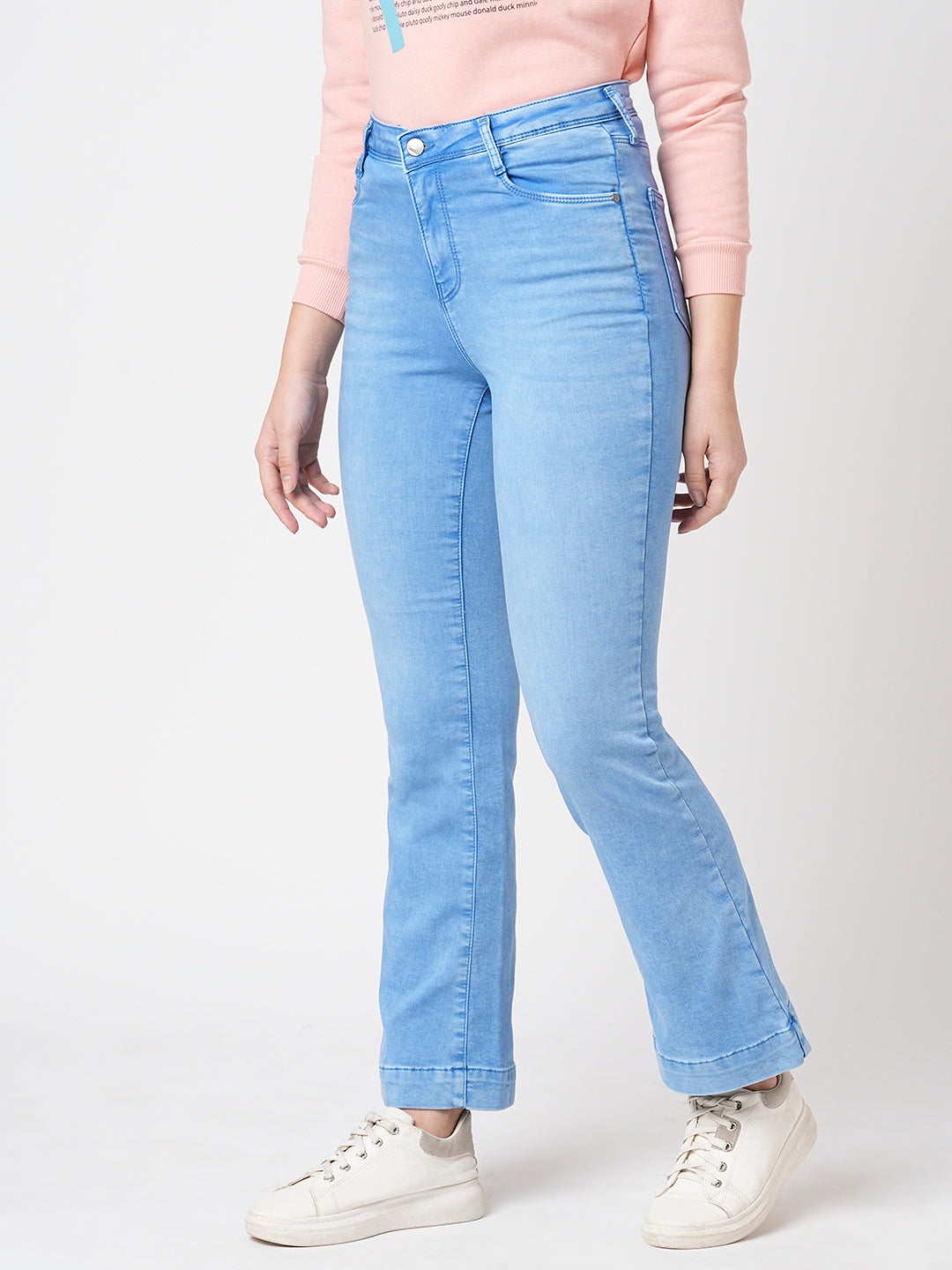 Women High-Rise Mini Flare Jeans