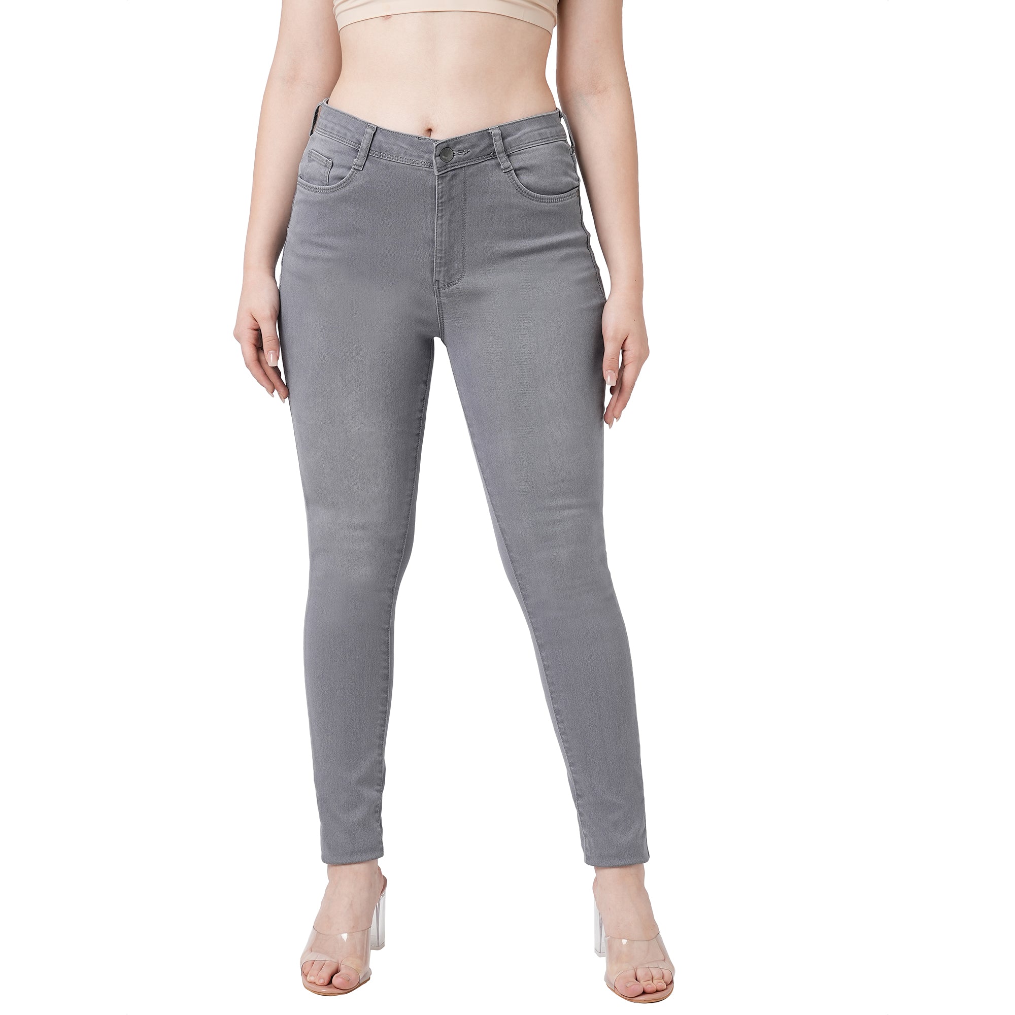 Women Grey Sky High-Rise Skinny Fit Jeans