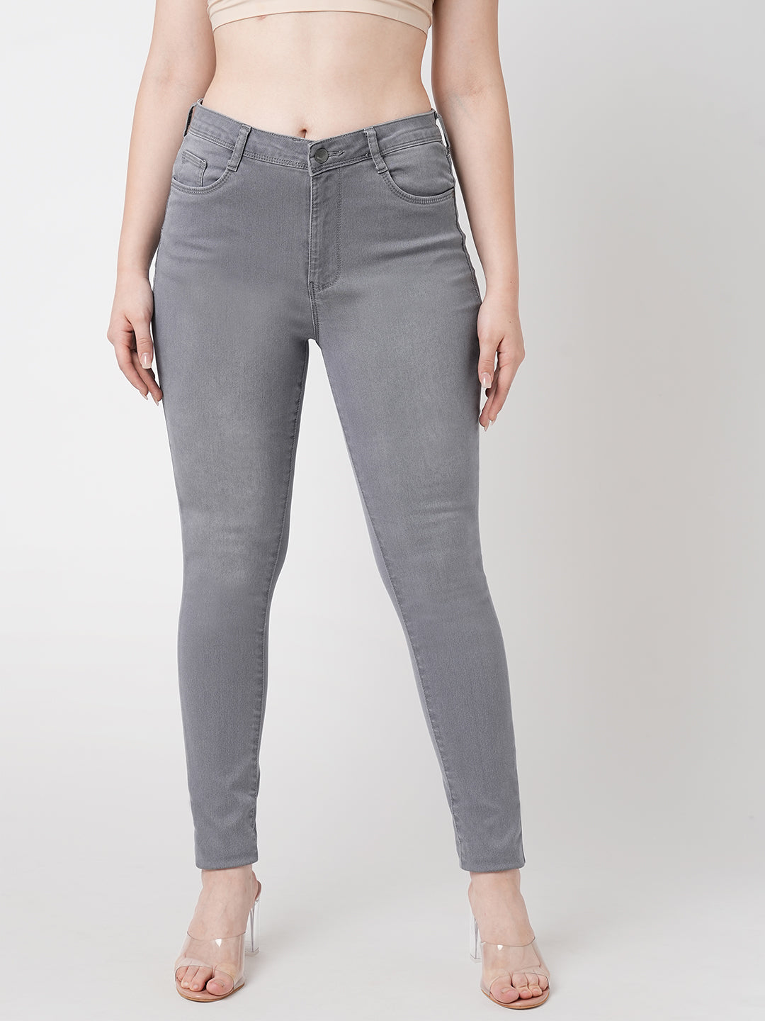 Women Grey Sky High Skinny Jeans